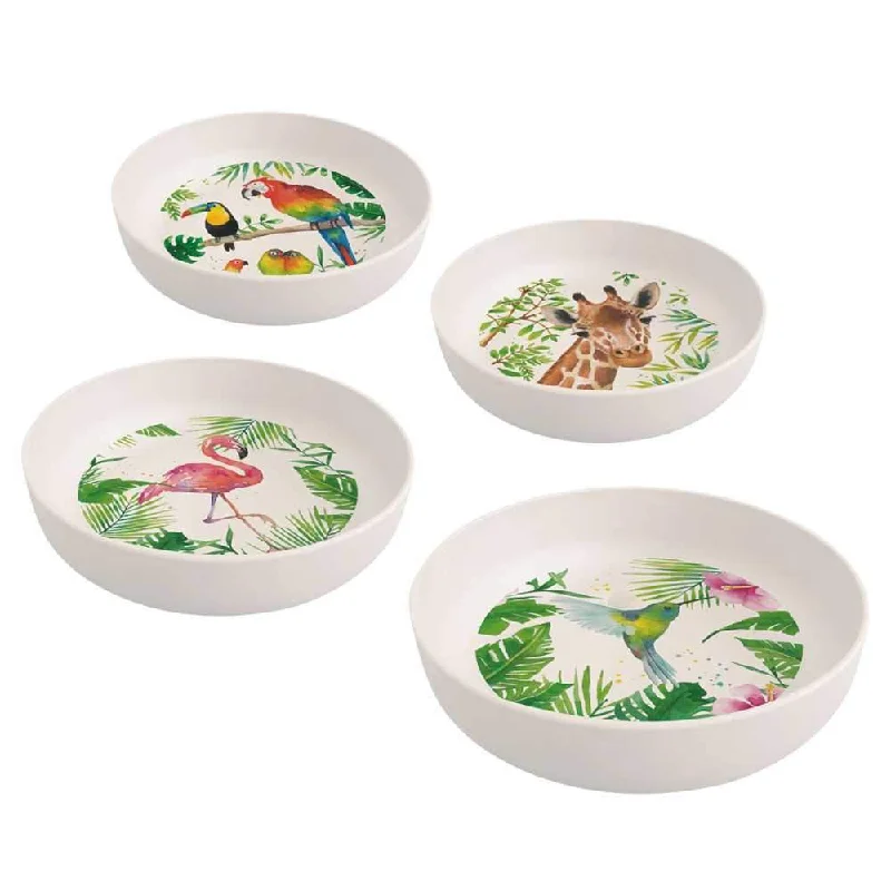 Tropical Flamingo Bamboo Bowl Set