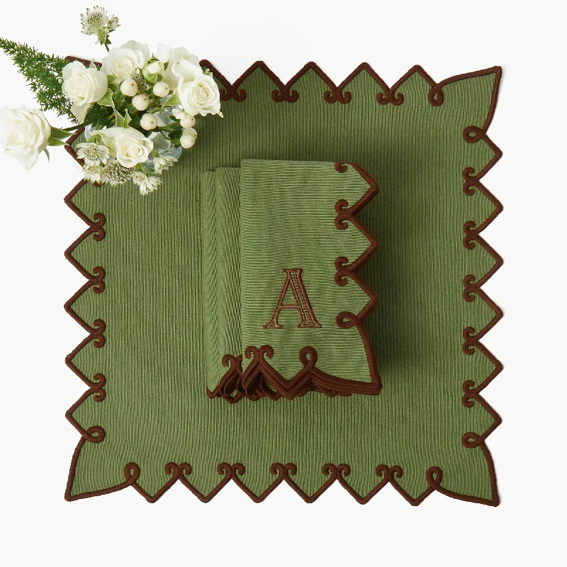 Angelina Forest Green & Brown Napkins (Set of 4)