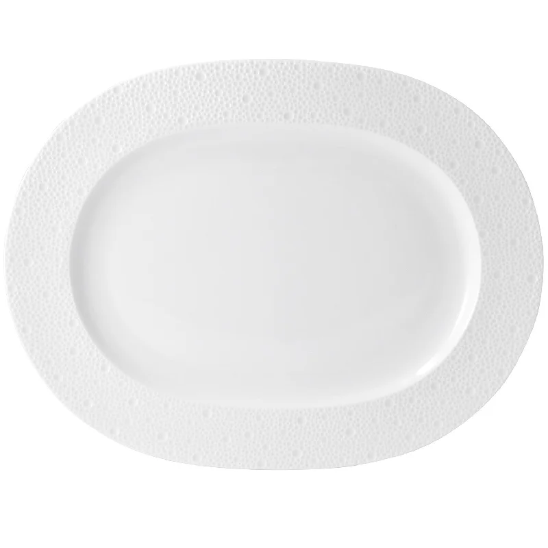 Ecume White Oval Platter, 17"