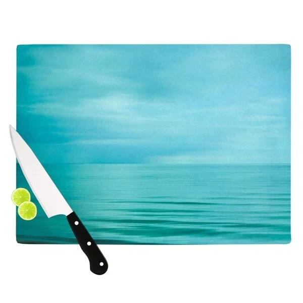 Kess InHouse Iris Lehnhardt 'Calm Sea' Blue and Teal Tempered Glass Cutting Board