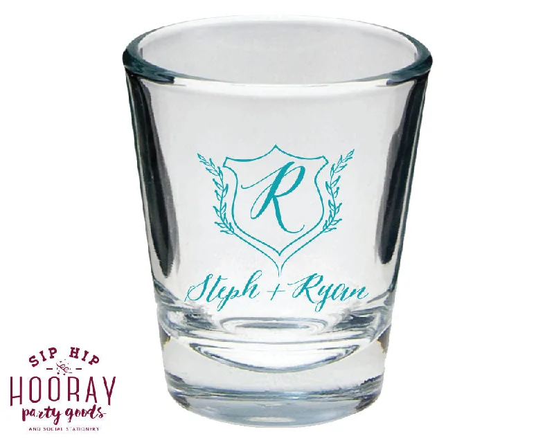 Our Greatest Adventure Wedding Crest Shot Glass Design #1688