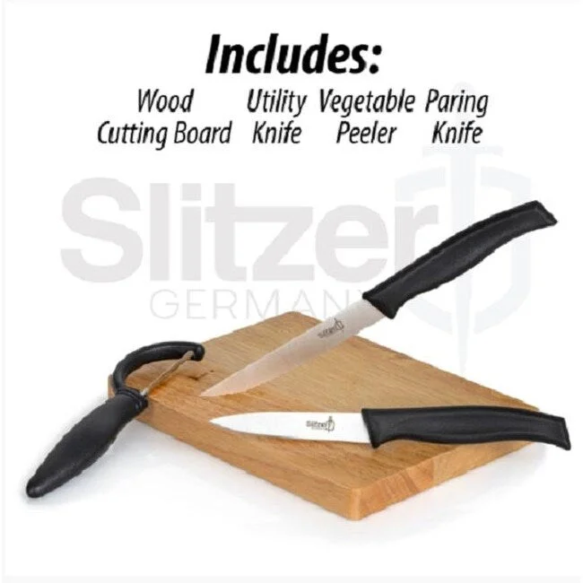 Cutting Board And Knife Set Stainless Steel 3.5 Inch Paring Knife, 4.5 Inch Utility Knife, Vegetable Peeler