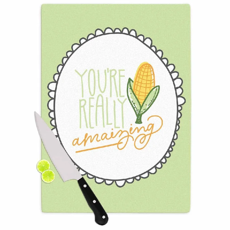 Kess InHouse Busy Bree "Amamzing" Green Yellow Cutting Board