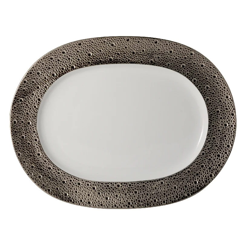 Ecume Platinum Oval Platter, 11.8"