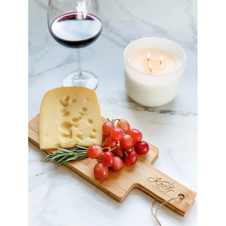 Organic Bamboo Cheese Board, Charcuterie Board, Cutting Board With Handle, Great for parties