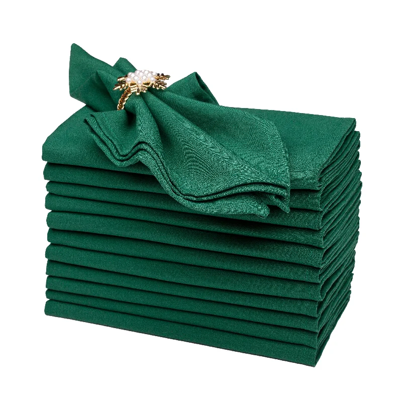 Gala Houseware Spun Polyester Dinner Napkins 18 x 18 inch - Forest Green 12 Pack Solid Washable Cloth Napkins - Ideal for Events, Wedding, Party, Commercial and Home Use.