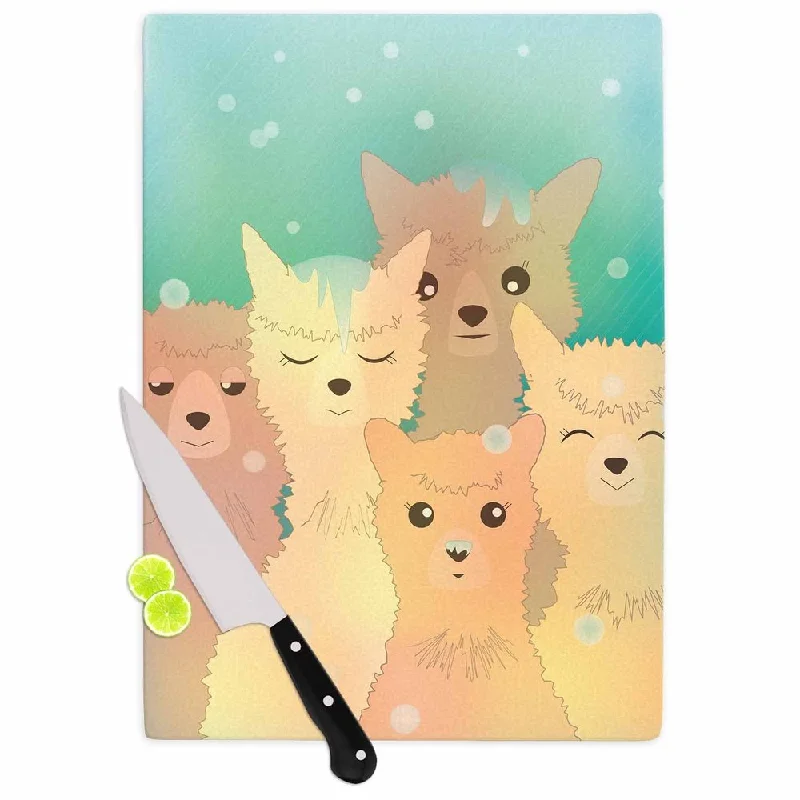 KESS InHouse Graphic Tabby 'Alpacas In Snow' Pastel Animals Cutting Board