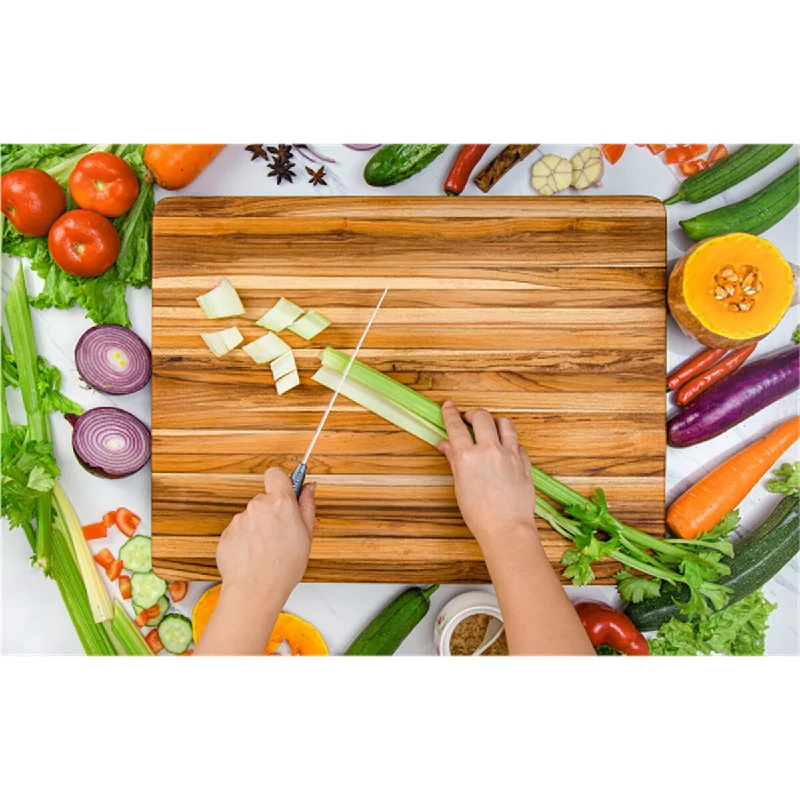 5 Pcs Cutting Chopping Board 20in. Durable Teak Wood with Juice Groove