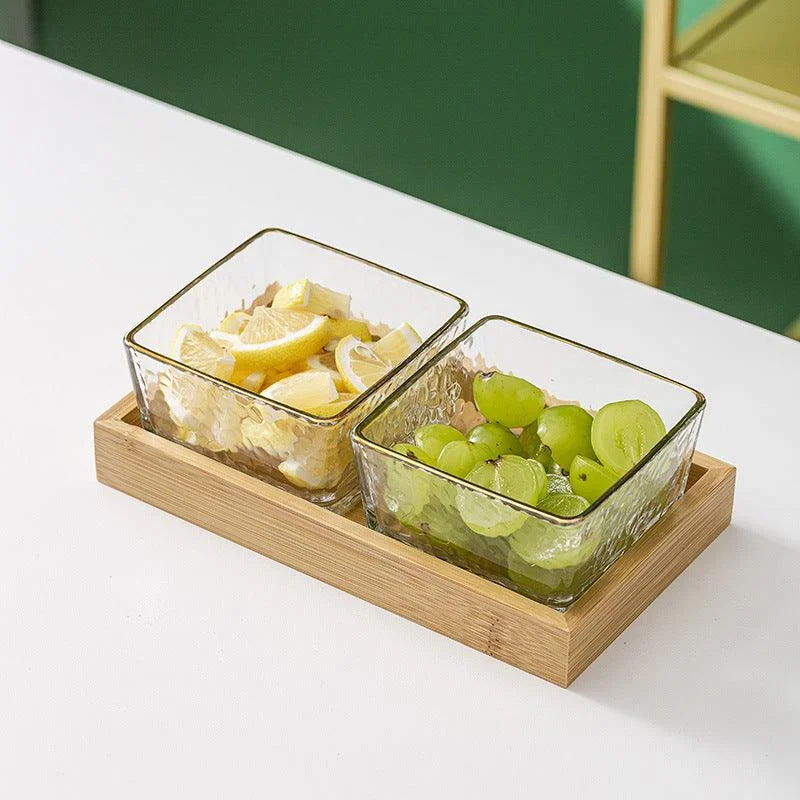 Wooden Serving Tray with 2 Glass Containers