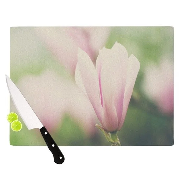 KESS InHouse Laura Evans "A Pink Magnolia" Pink Green Cutting Board