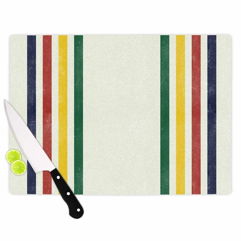 KESS InHouse Draper 'Eagle Scout' Green Stripes Cutting Board