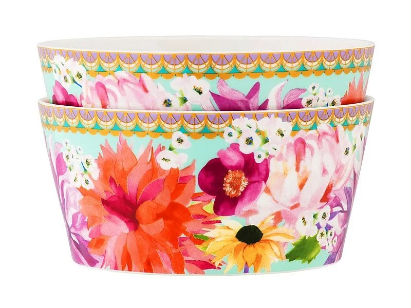 Maxwell & Williams Teas & C's Dahlia Daze Bowl 12cm Set Of 2 Sky