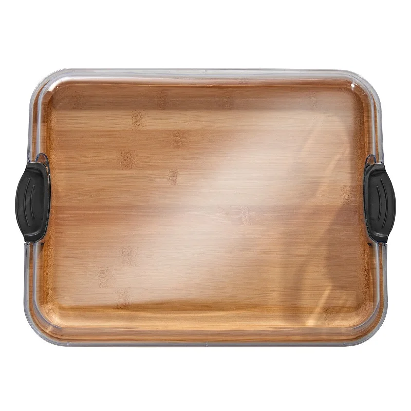 Farberware Build-a-Board Charcuterie Board with Lid, 11x14 Inch, Bamboo-Black