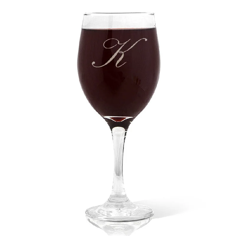 Single Initial Design Wine Glass