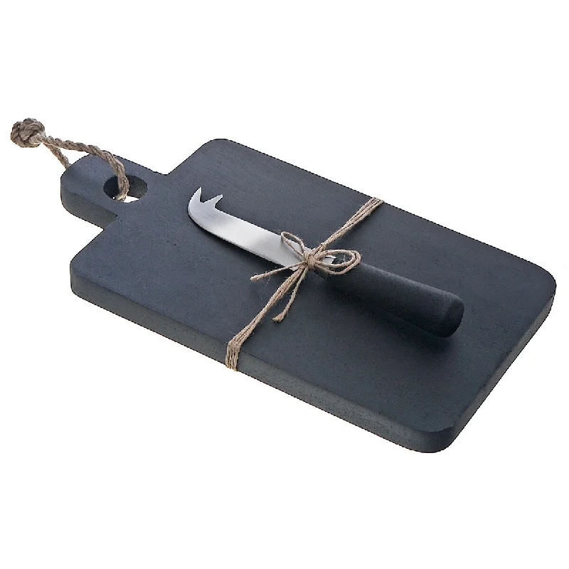 Black Wood Board With Handle & Spreader