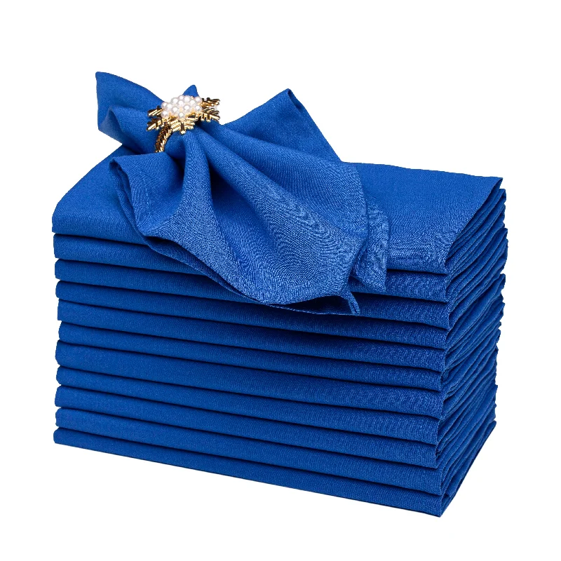 Gala Houseware Spun Polyester Dinner Napkins 18 x 18 inch - Royal Blue 12 Pack Solid Washable Cloth Napkins - Ideal for Events, Wedding, Party, Commercial and Home Use.