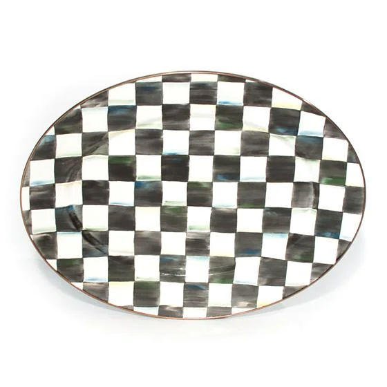 Courtly Check Enamel Oval Platter, Medium