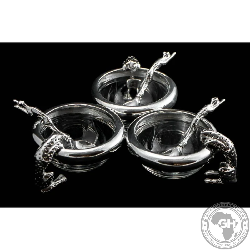 Dish 3x90mm & Three Dish Spoon Set - Cheetah Africa Collection - Diana Carmichael