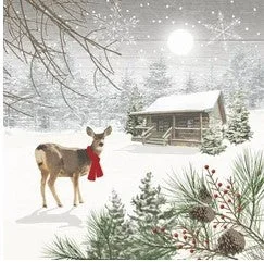 Wintry Deer (Beverage Napkin)