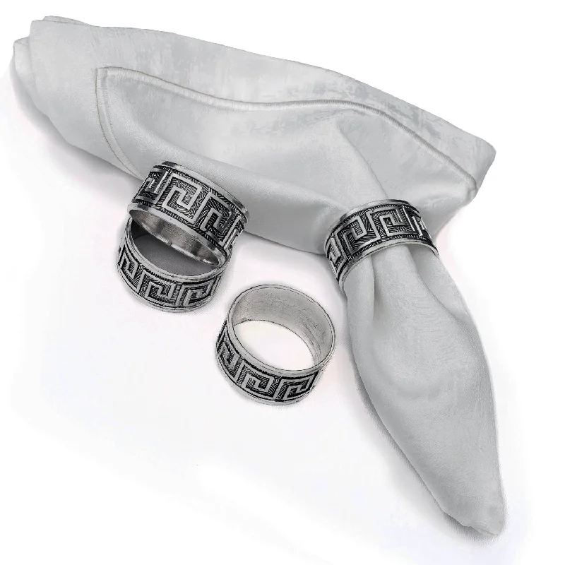 SALE Celtic Silver Plated Embossed Napkin Rings Set 4pc