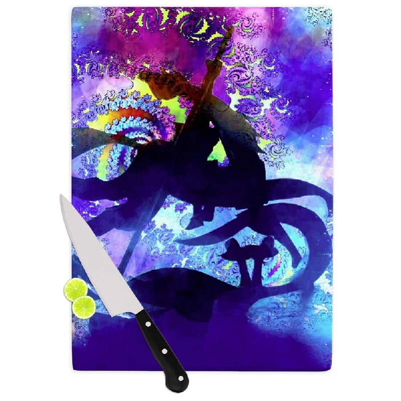 Kess InHouse AlyZen Moonshadow "MIDNIGHT HORSE" Blue Purple Cutting Board