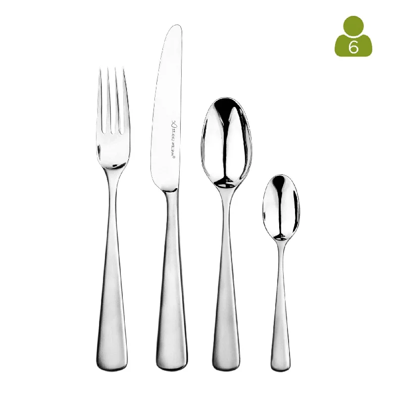 Studio William Mahogany Satin 24 Piece, 6 Person Cutlery Set