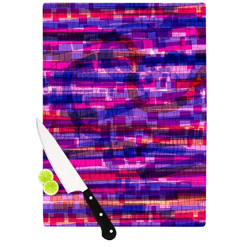 Kess InHouse Frederic Levy-Hadida 'Squares Traffic Pink' Cutting Board