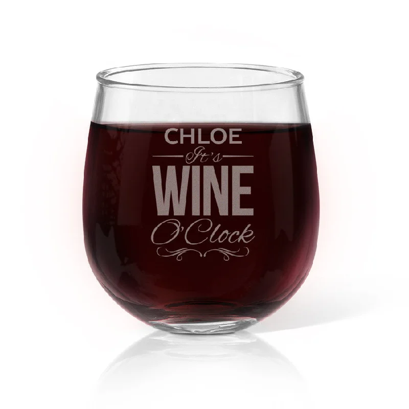 Wine O'Clock Stemless Wine Glass