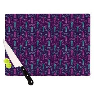 Kess InHouse Holly Helgeson 'Fairy Forest' Blue and Purple Glass Cutting Board