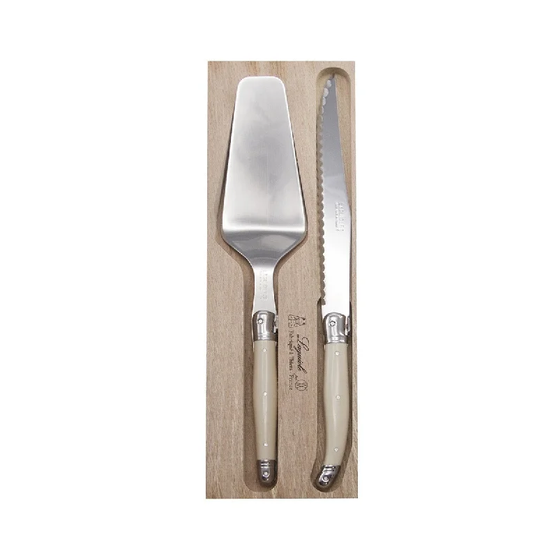 Laguiole Andre Verdier Debutant Ivory Cake & Knife 2 Piece Set