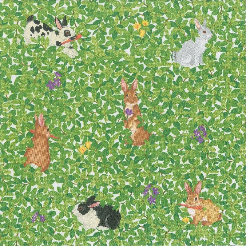 Bunnies and Boxwood Cocktail Napkin By  Caspari