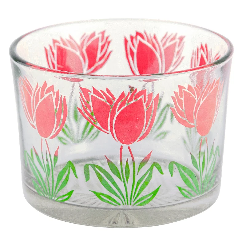 Red Tulip Glass Ice Bucket