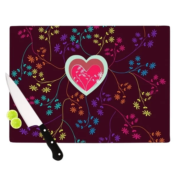 Kess InHouse Famenxt 'Love Heart' Multicolor Heart Cutting Board