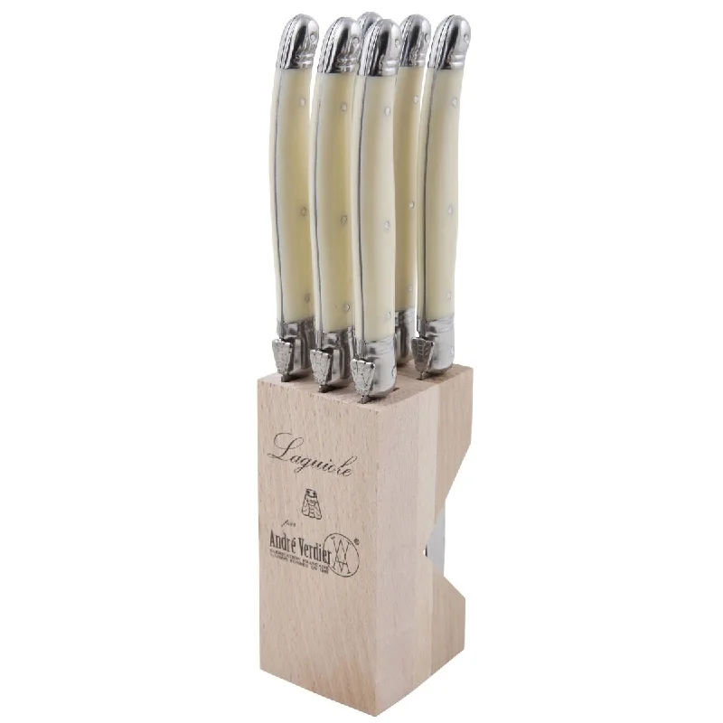 Laguiole Andre Verdier Debutant Steak Knife Set Ivory Set of 6