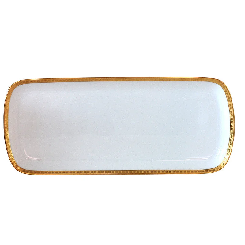 Athena Gold Cake Platter Rectangular 16"