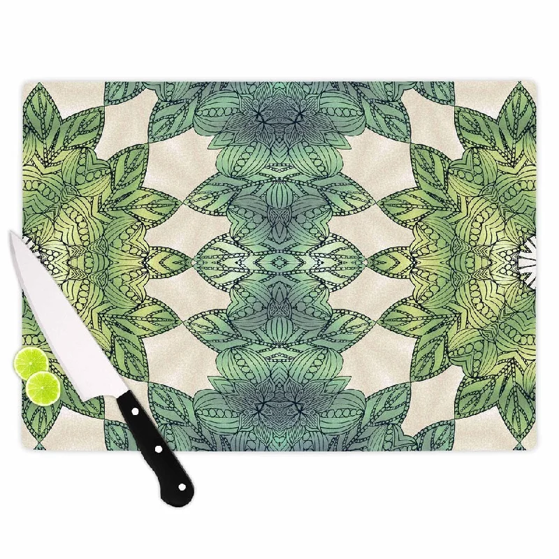 Kess InHouse Art Love Passion "Forest Leaves" Green Teal Celtic Abstract Cutting Board