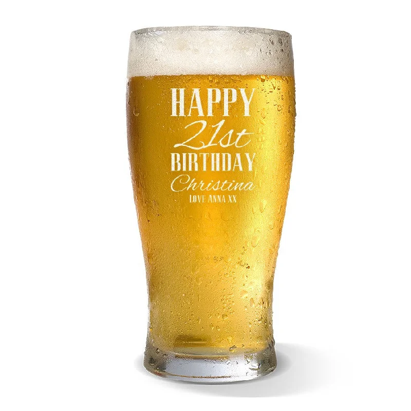 Classic Happy Birthday Standard 425ml Beer Glass