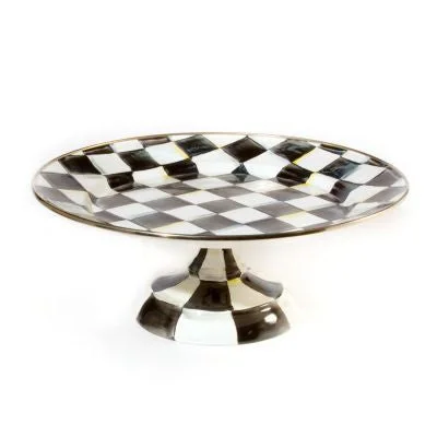 Courtly Check Enamel Pedestal Platter, Small