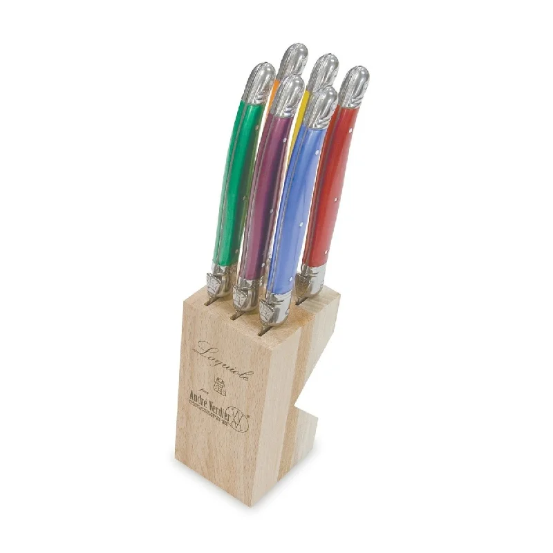 Laguiole André Verdier Debutant Set of 6 Mixed Colour Knife Set