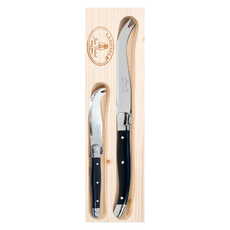 Laguiole Jean Dubost Deluxe Cheese Knife Black Set 2 Piece