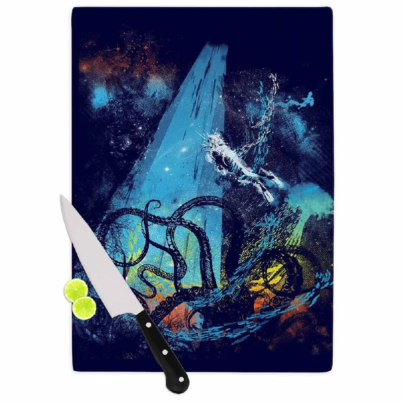 KESS InHouse Frederic Levy-Hadida 'Danger from the Deep' Blue Underwater Cutting Board