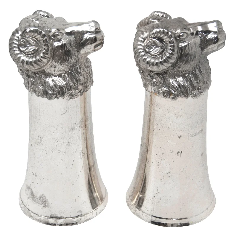 Rams Head Silver Plate Stirrup Cups