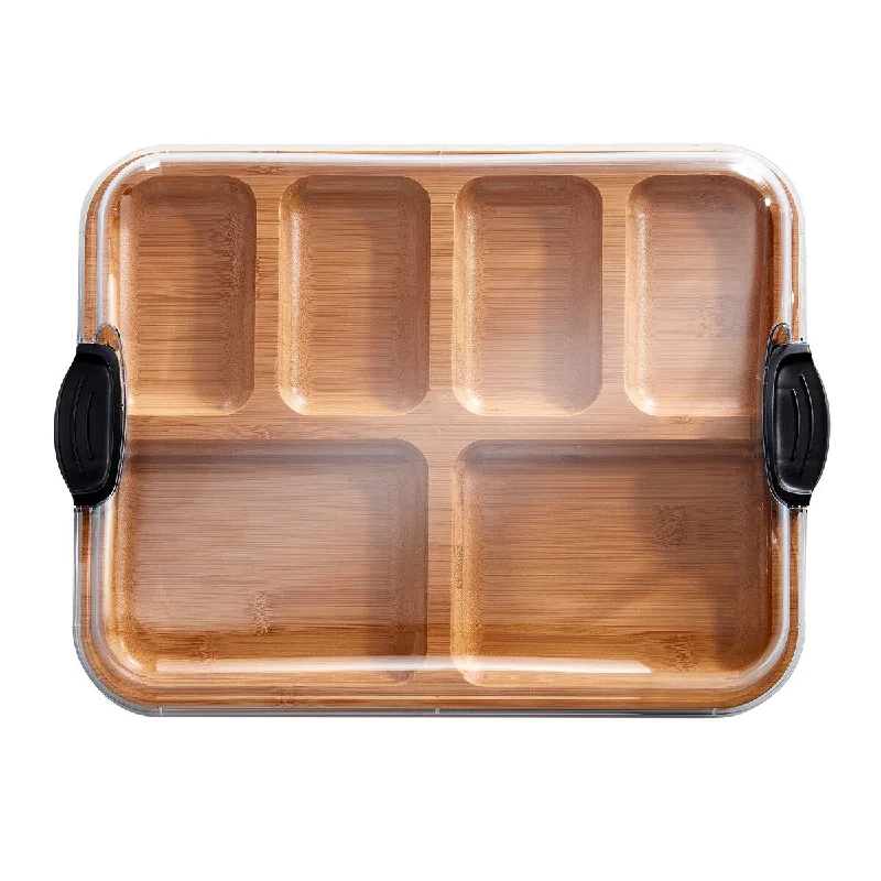 Farberware Build-a-Board 11x14 Charcuterie with Locking Lid, Bamboo