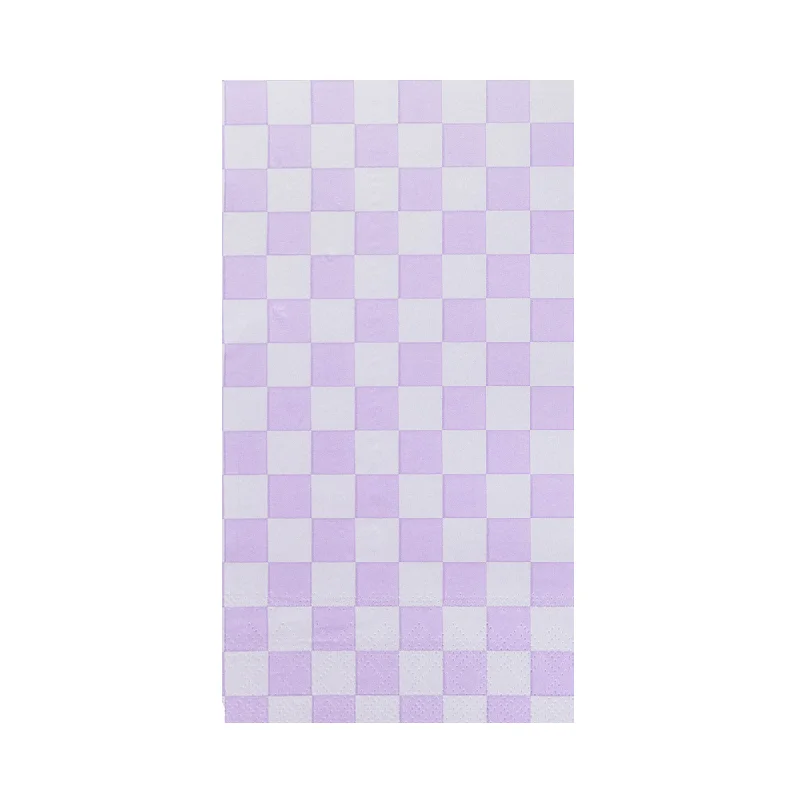 Check It! Purple Posse Check Guest Napkins