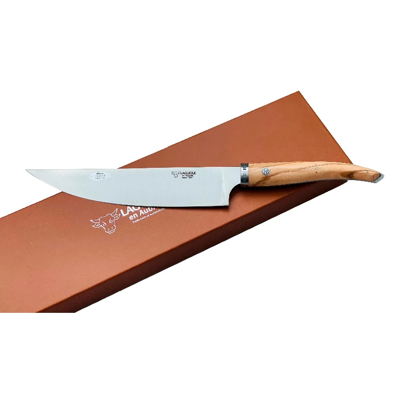 Laguiole en Aubrac Handcrafted Cuisine Gourmet Chef's Knife With Olive Wood Handle, 8-Inches