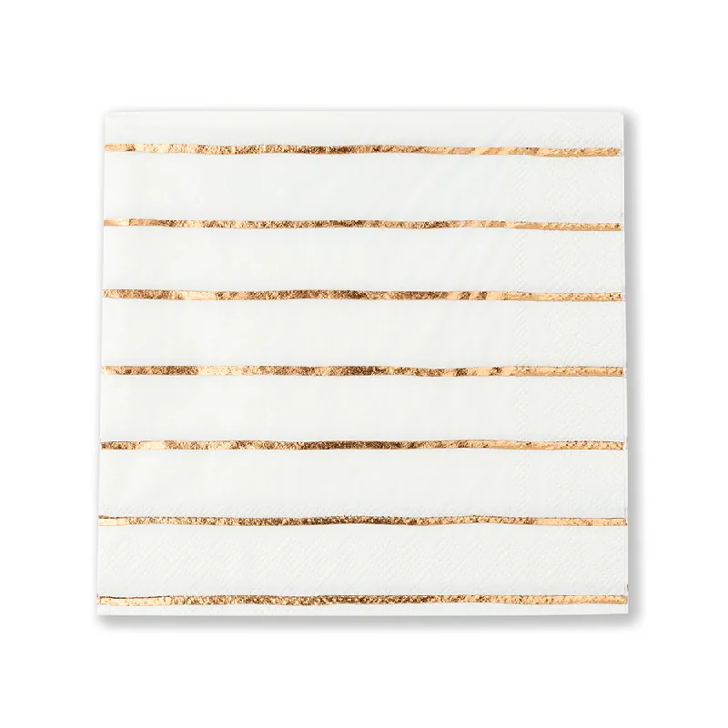 Rose Gold Frenchie Striped Large Napkins