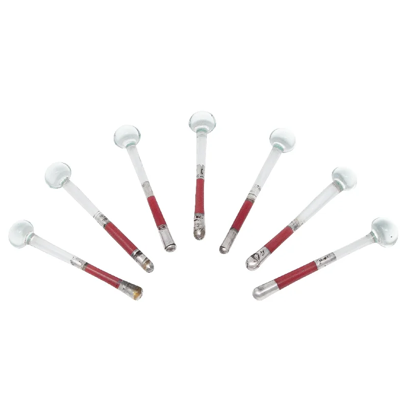 Sterling Silver & Red Clear Glass Muddlers