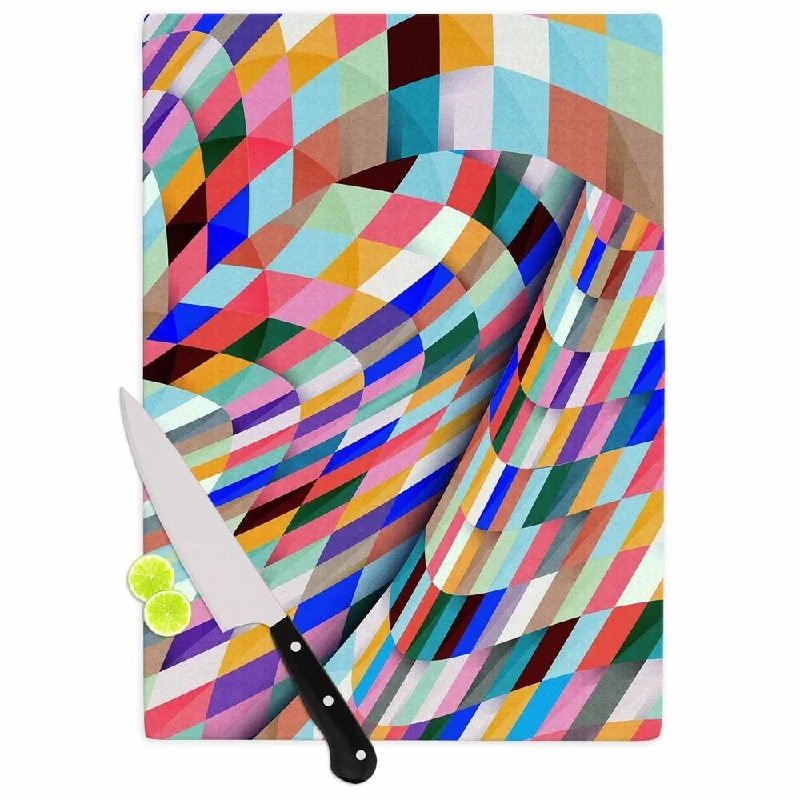 Kess InHouse Danny Ivan 'Different' Multicolored Geometric Tempered Glass Cutting Board