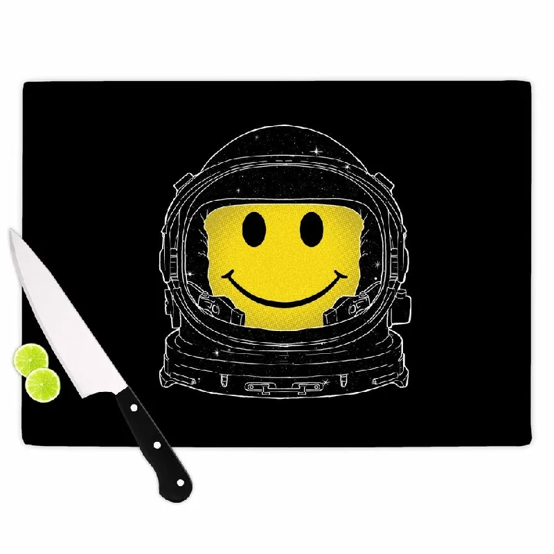 Kess InHouse Digital Carbine 'Happiness' Yellow Digital Cutting Board