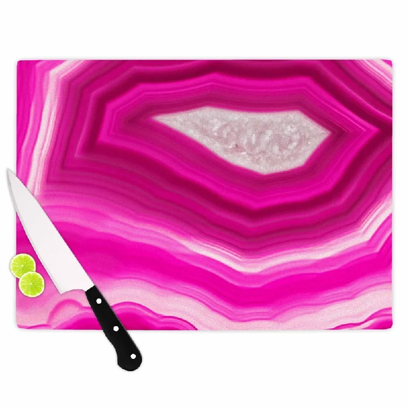 KESS InHouse Cafelab 'Bold Pink Agate' Pink White Cutting Board